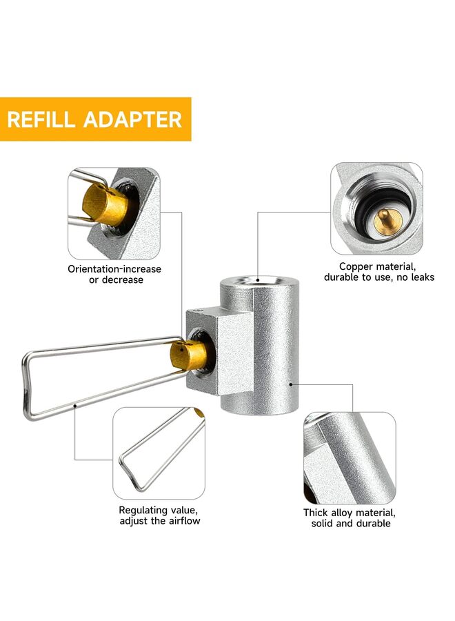 LAMAY 3pcs Camping Stove Adapter Butane Canister Adapter Refill Adapter EN417 Valve Canister Shifter Propane Adapter Isobutane Fuel Canister with Exhaust Air Pressure Button - Image 5